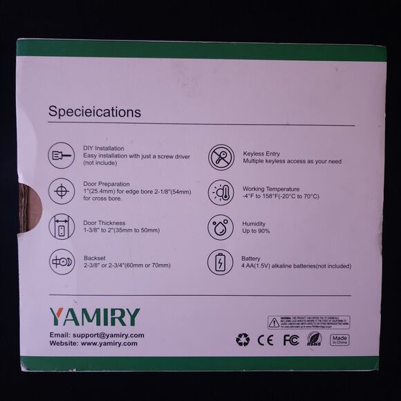 Yamiry YR03 Smart Keypad Code Door Lock Keyless Entry Smart Door Lock - Black - Picture 3 of 8